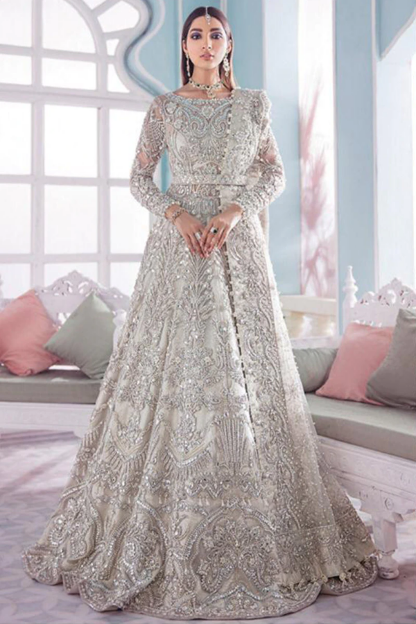 Silver ZariNet Anarkali